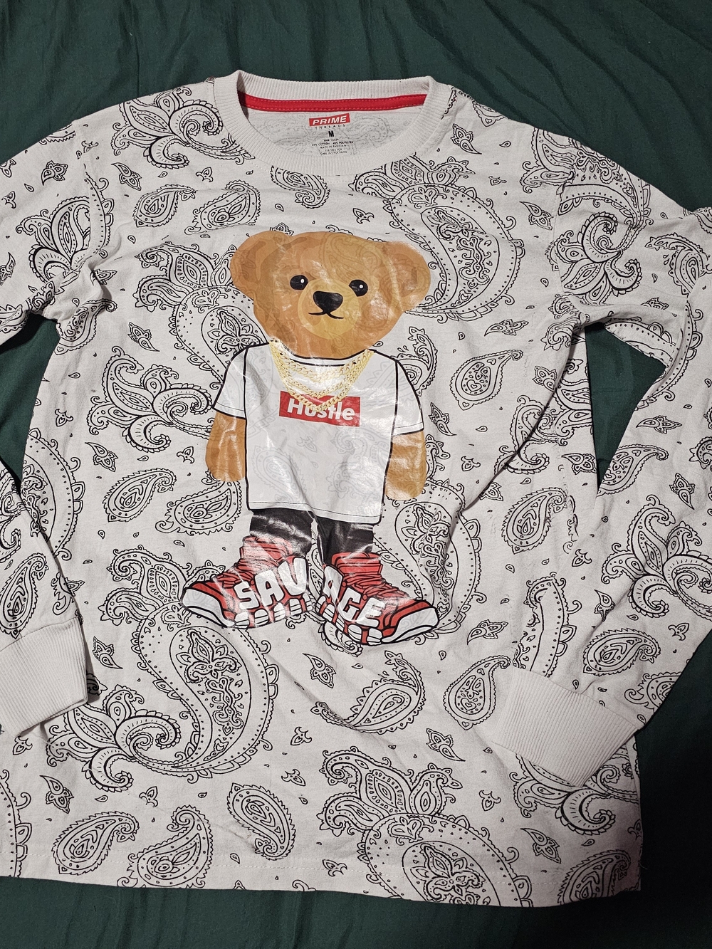Boys White Paisley Bear Graphic Sweatshirt